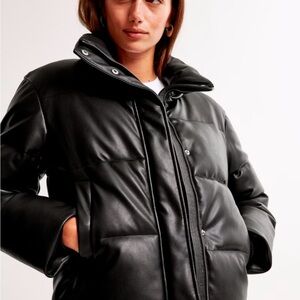 Abercrombie leather puffer jacket